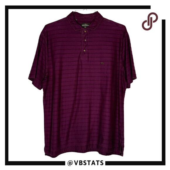 Rodd & Gunn Men's Hays Basin Ribbed Stripe Short Sleeve Polo Shirt Wine Size 2XL - Picture 1 of 7